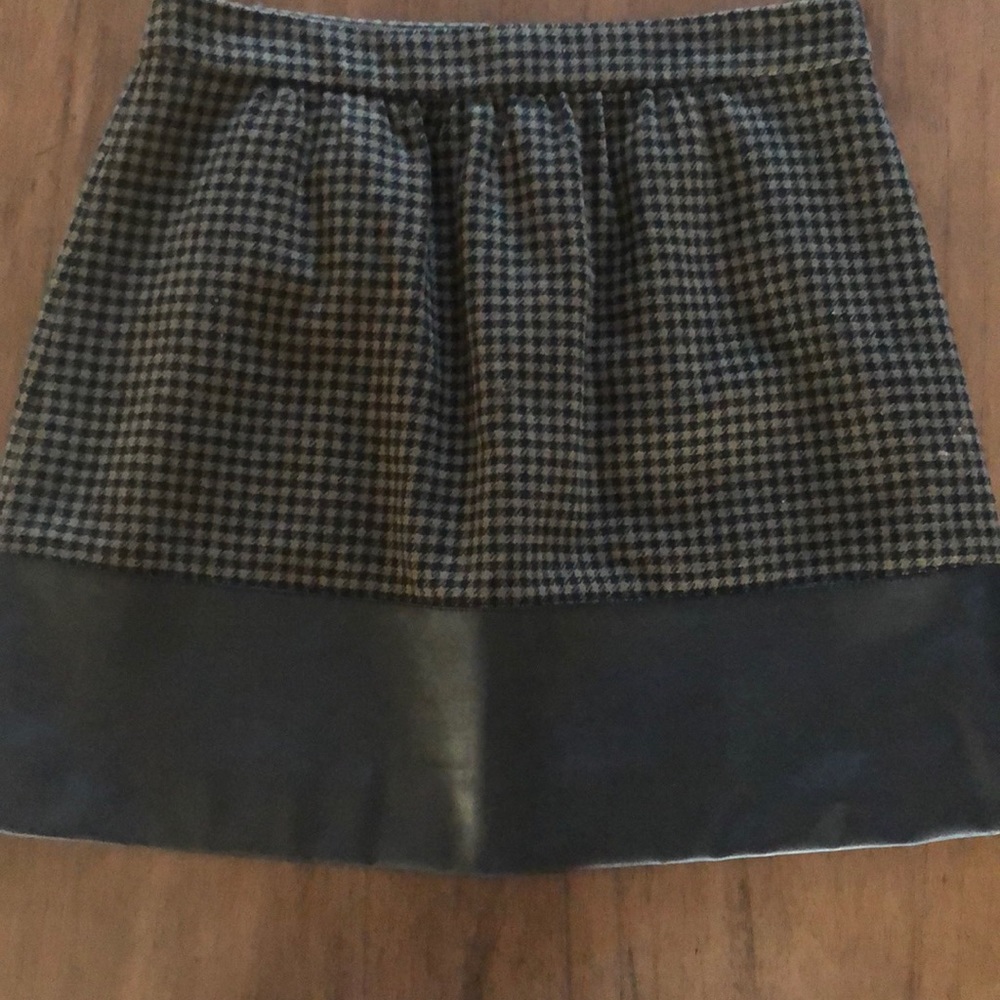 Jcrew houndstooth + leather skirt